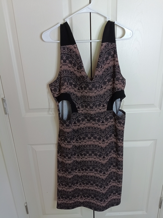 Rouge Helium Dresses & Skirts - Rouge Helium Black and Blush Lace-Pattern Cutout‎ Sheath Dress